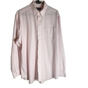 Meeting Street Mens Dress Shirt 16 34/35 Pink Wrinkle Free Stain‎ Resistant EUC